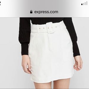 White high waisted belted mini skirt size M